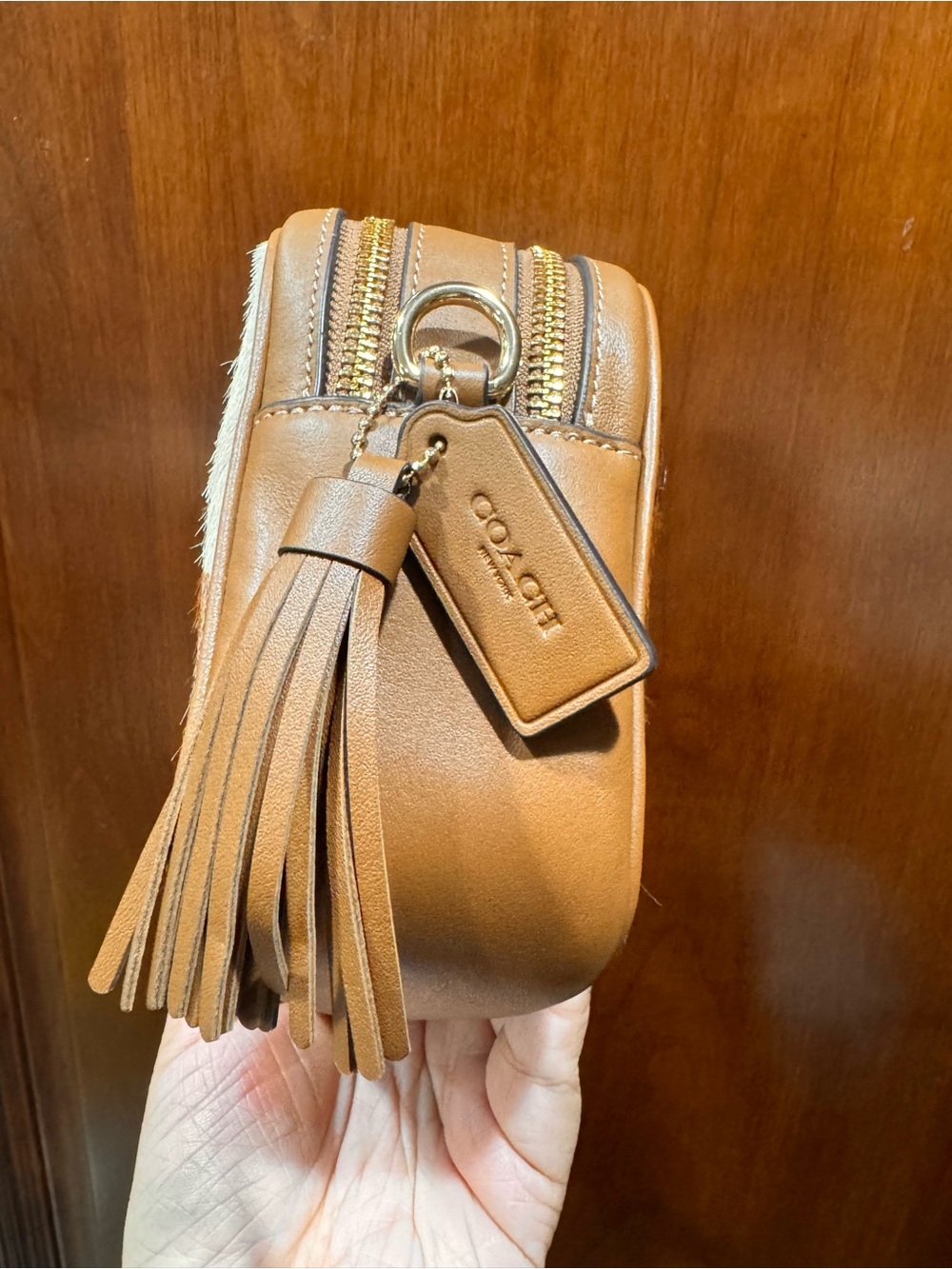 Coach Mini Carey Crossbody Bag Haircalf With Cow Print CEK71 Gold/Cow Multi NWT - Picture 5 of 11